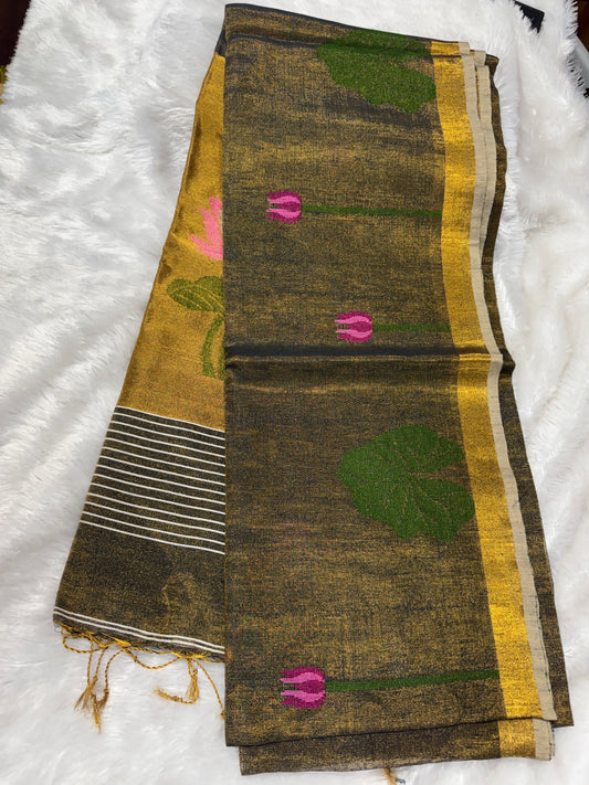 Linen tissue Jamdhani saree-SR1228H