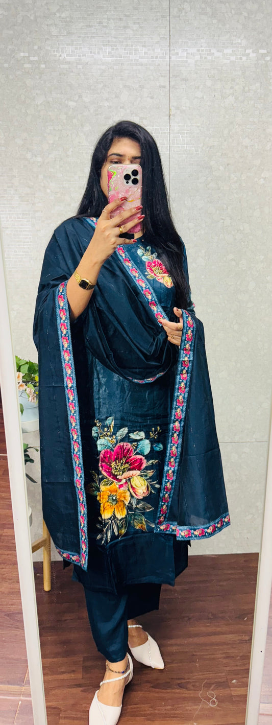 Pure dola silk designer suit-SRS015