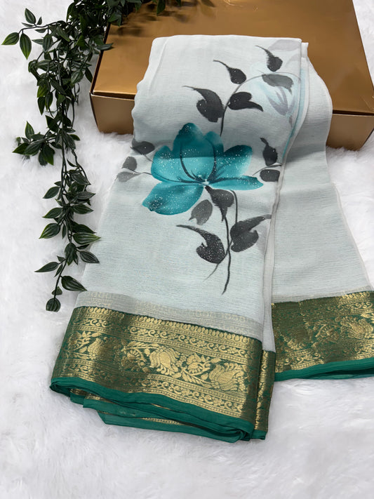 Chiffon handpaint saree_SR1015G