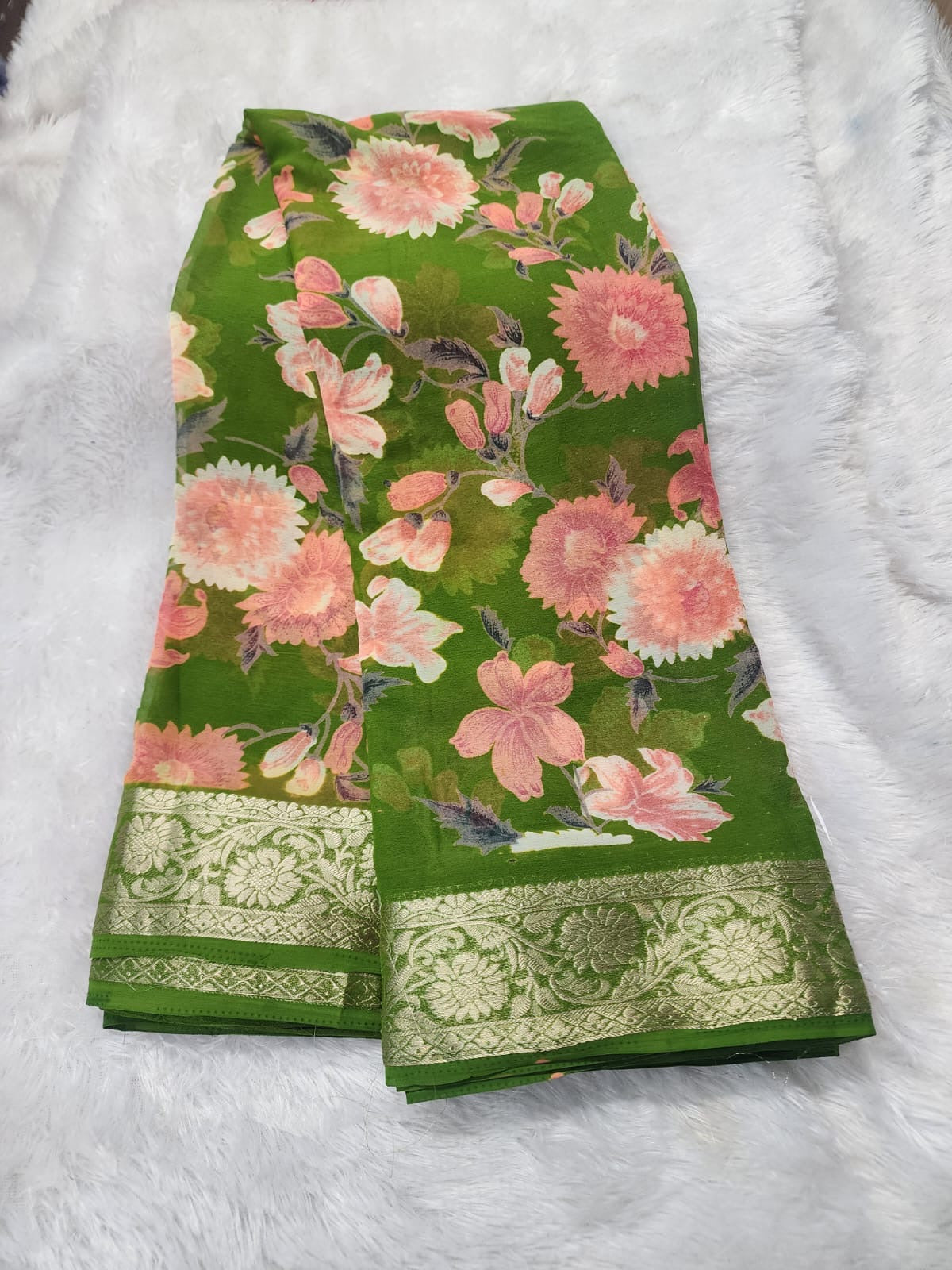 Chiffon floral digital saree-SR1305