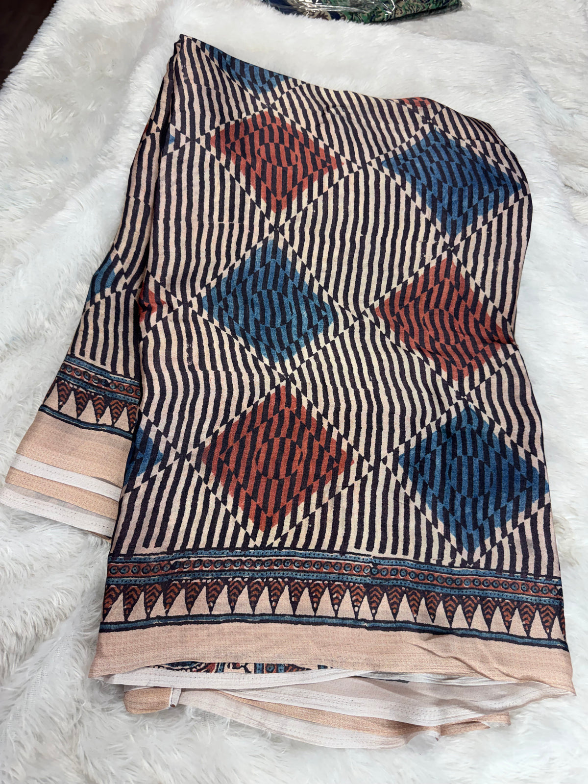 Mulberry silk Ajrakh saree-SR1309C