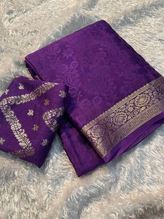 Pure Chinnon jacquard saree-SR1108D