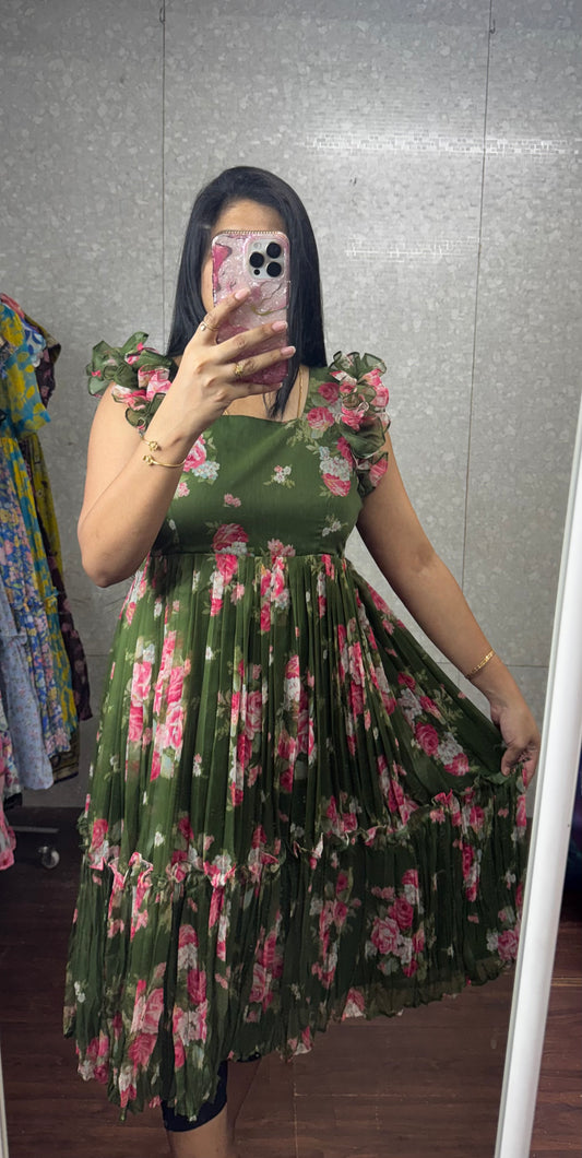 Chiffon printed frock-SRF1056D1