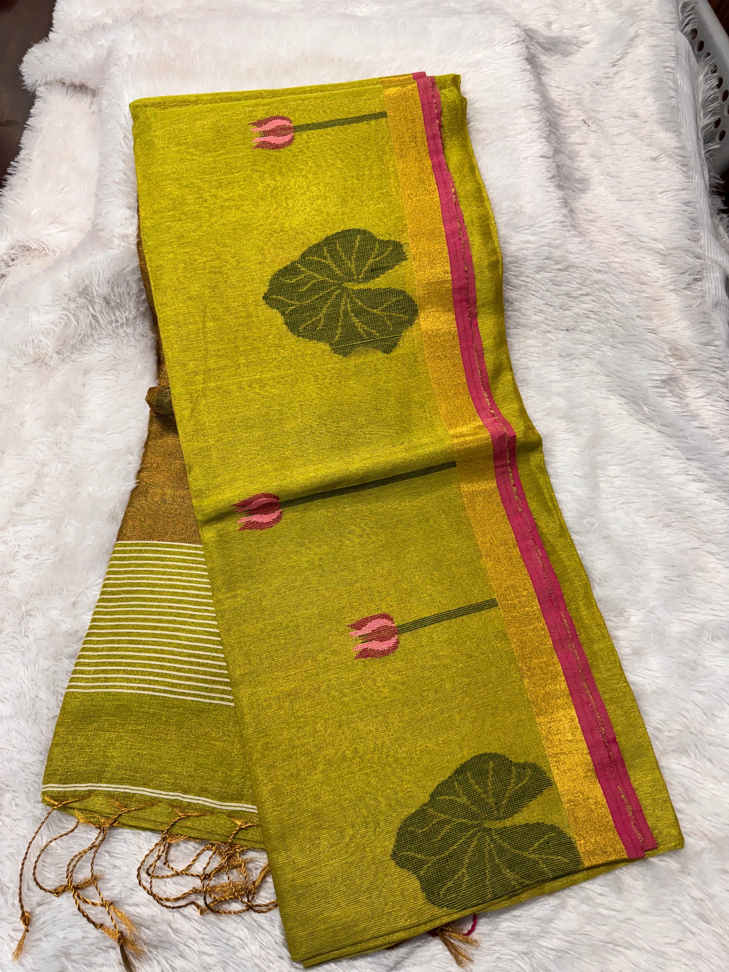 Linen tissue Jamdhani saree-SR1271E