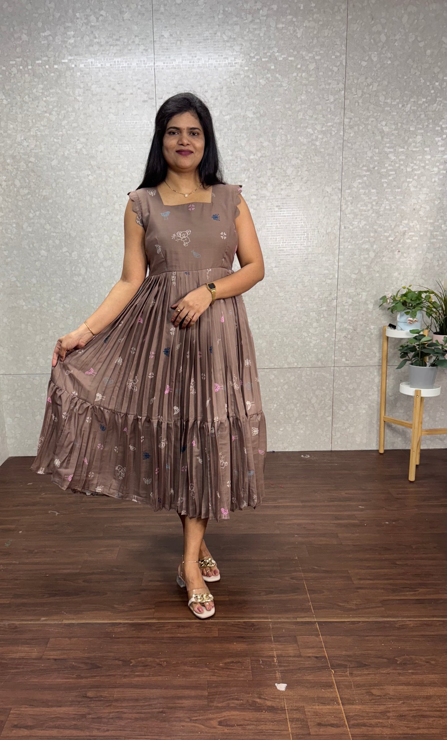 Chanderi frock-SRF1017A