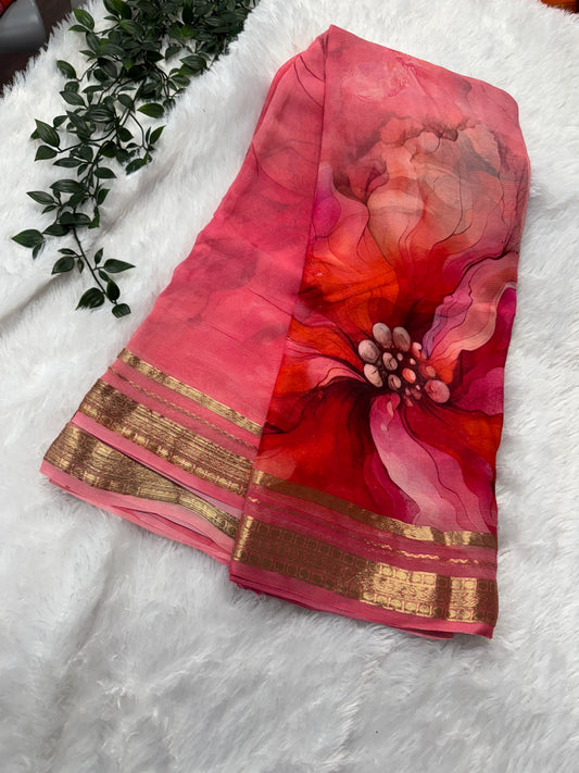Pure chiffon digital print saree-SR1150I