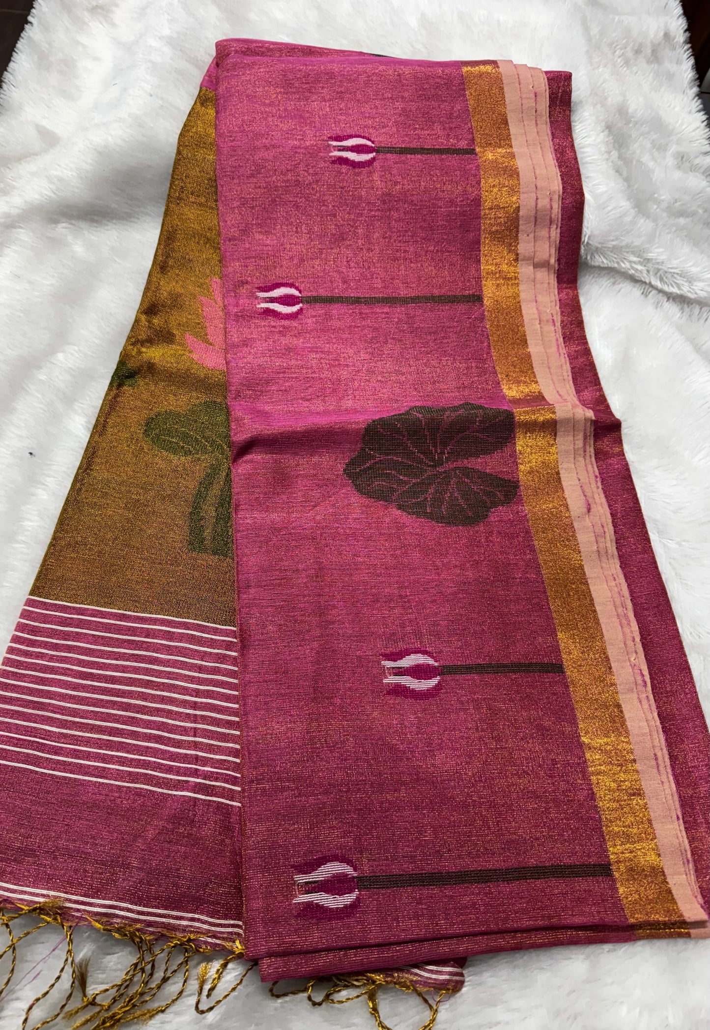Linen tissue Jamdhani saree-SR1224C