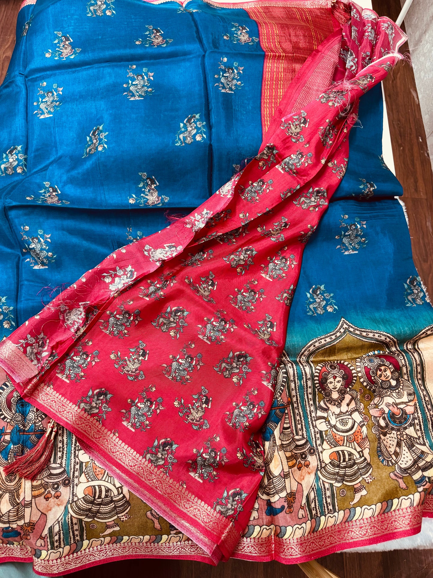 Kanchi crepe kalamkari saree-SR1031A