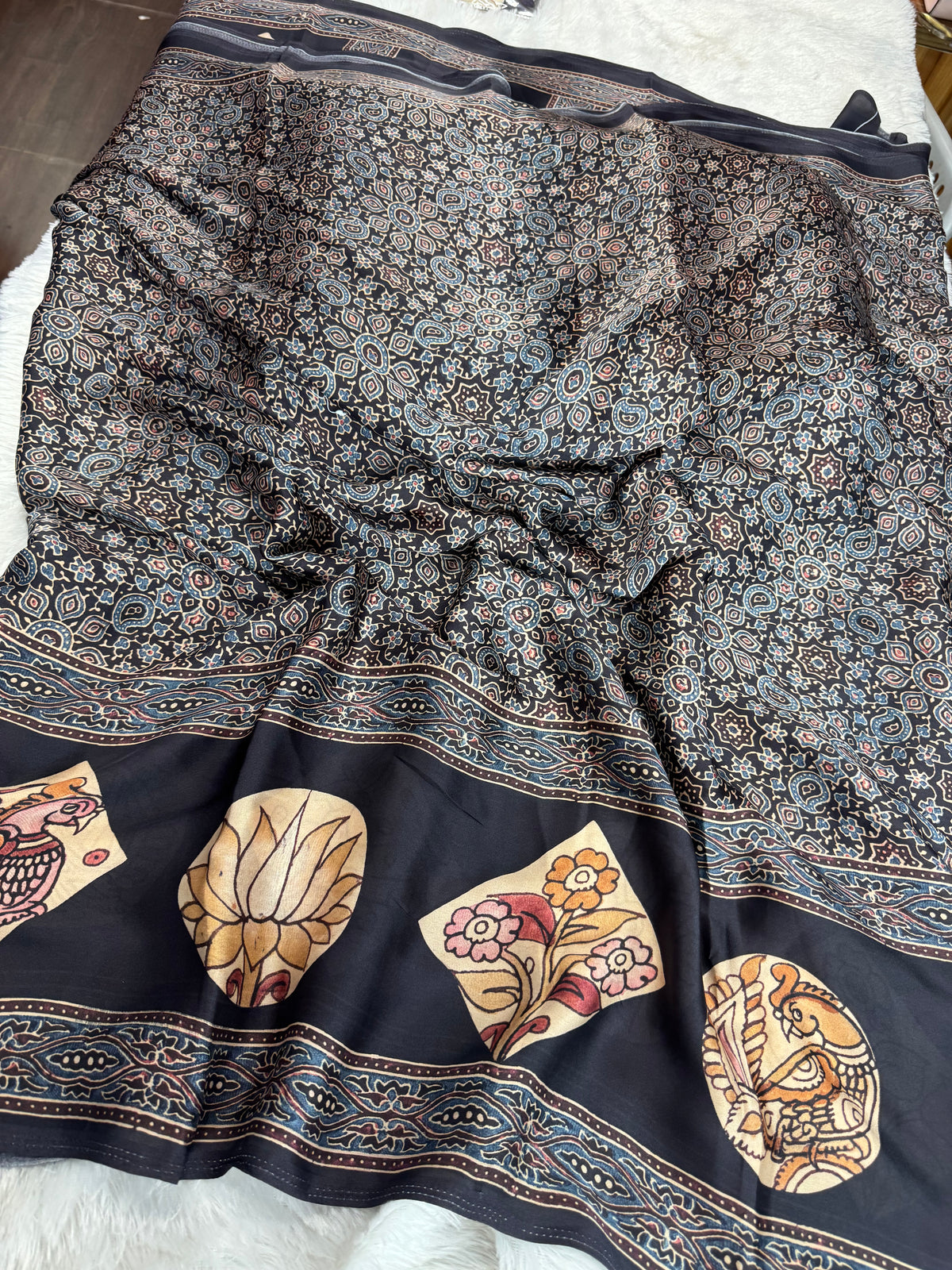 Mulberry silk Ajrakh saree-SR1309A