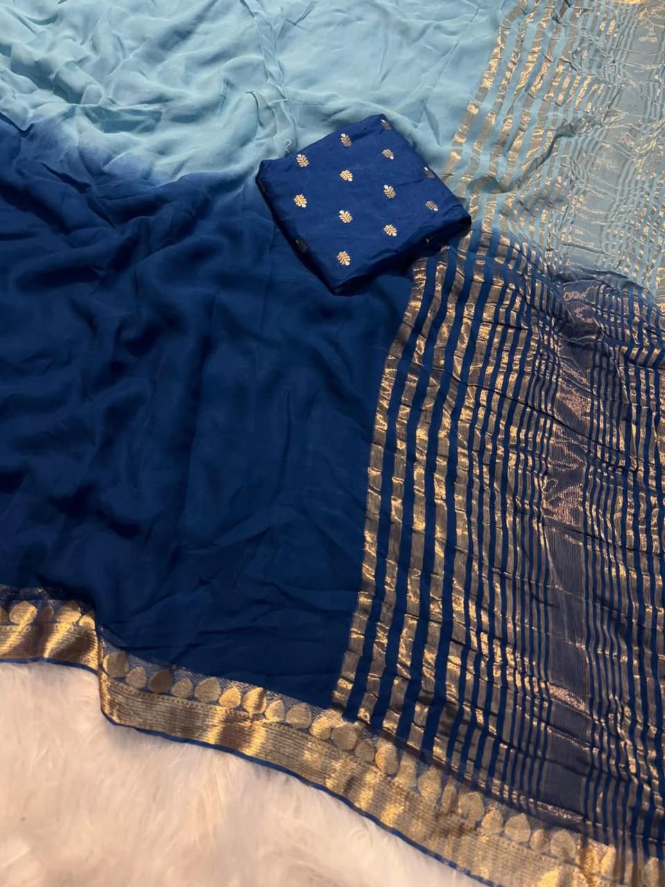 Viscose Georget dual shade saree-SR1222D