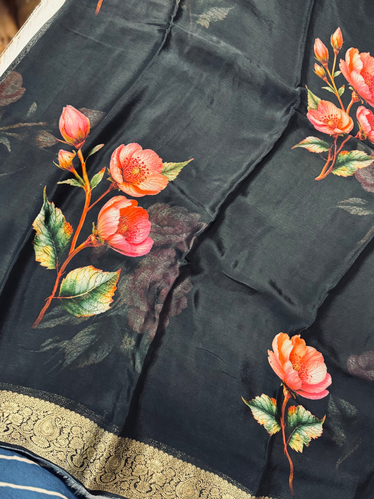 Pure Chinnon chiffon digital print saree-SR1149E