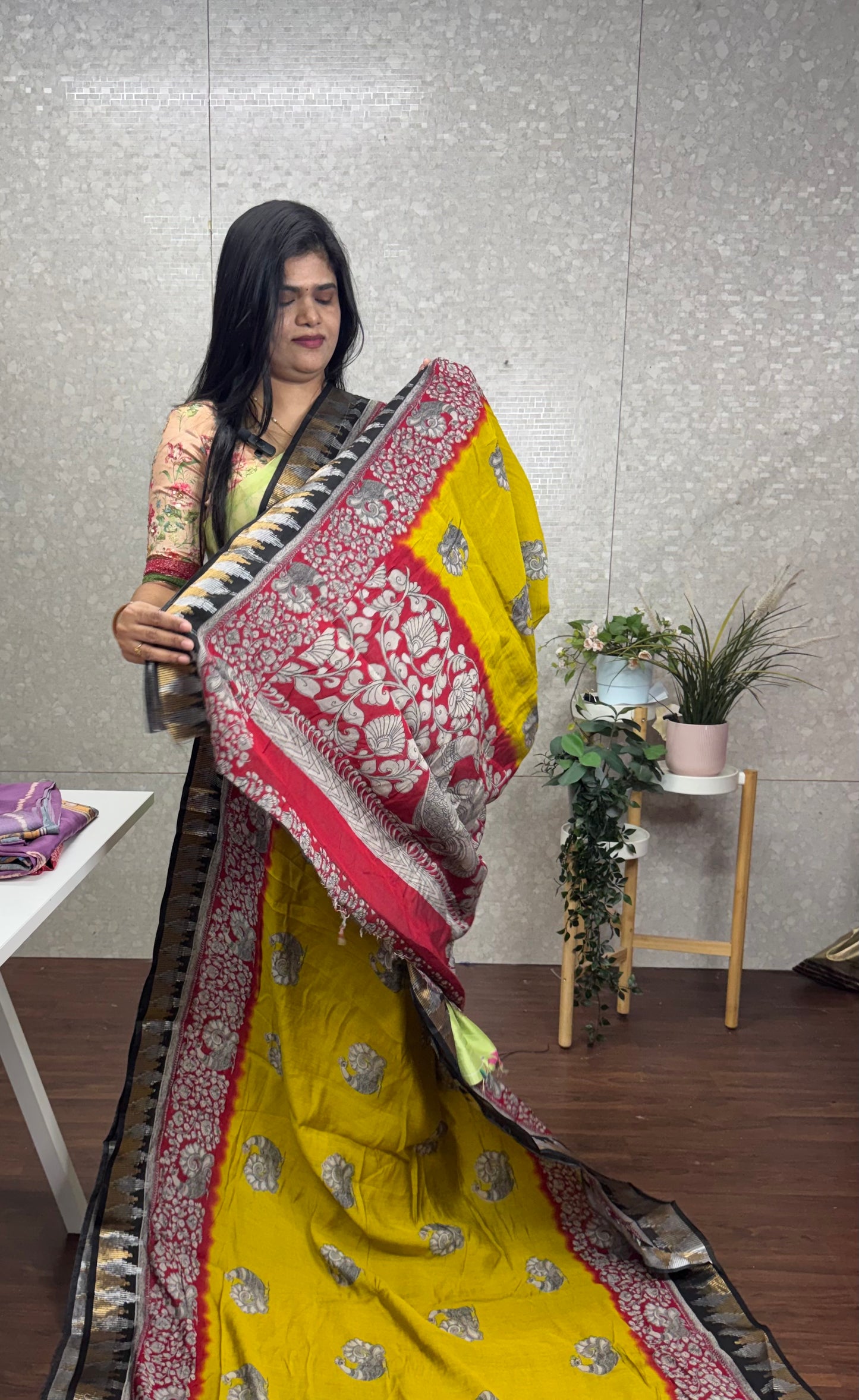 Maheswari silk Kalamkari saree-SR1198