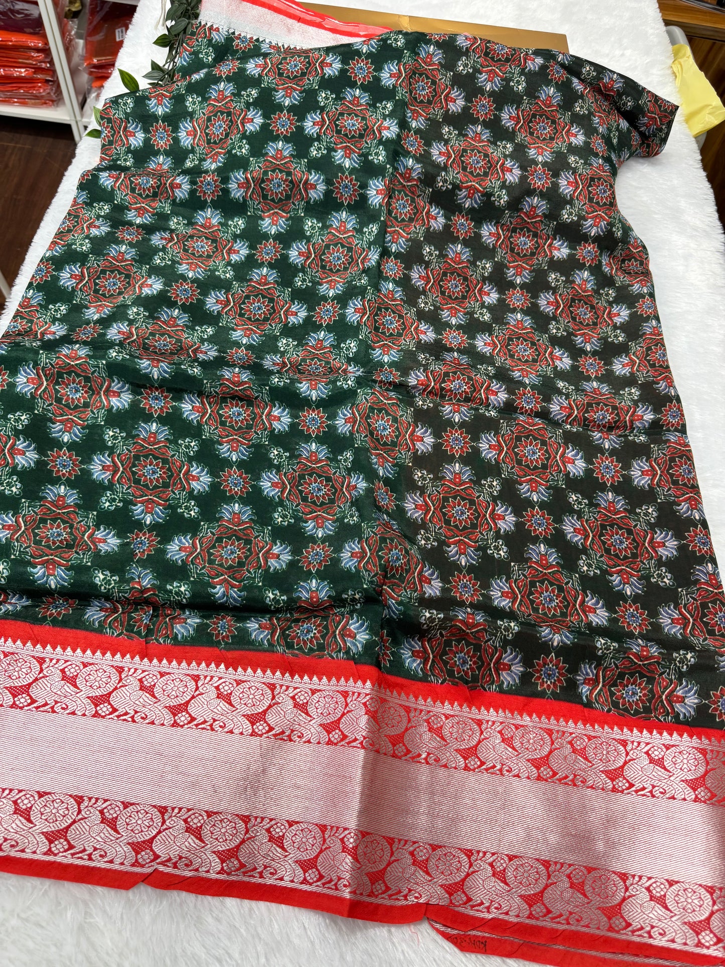Mangalagiri pattu saree with Ajrakh print-SR2022E