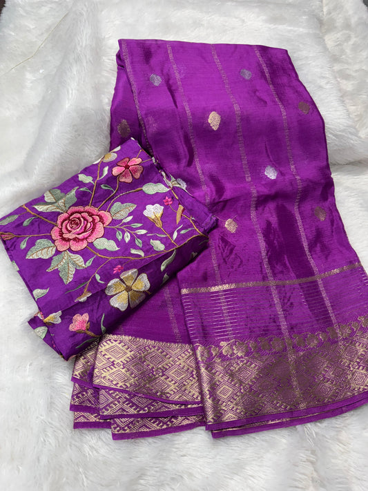 Pure chinnon silk sarees-SR1179K