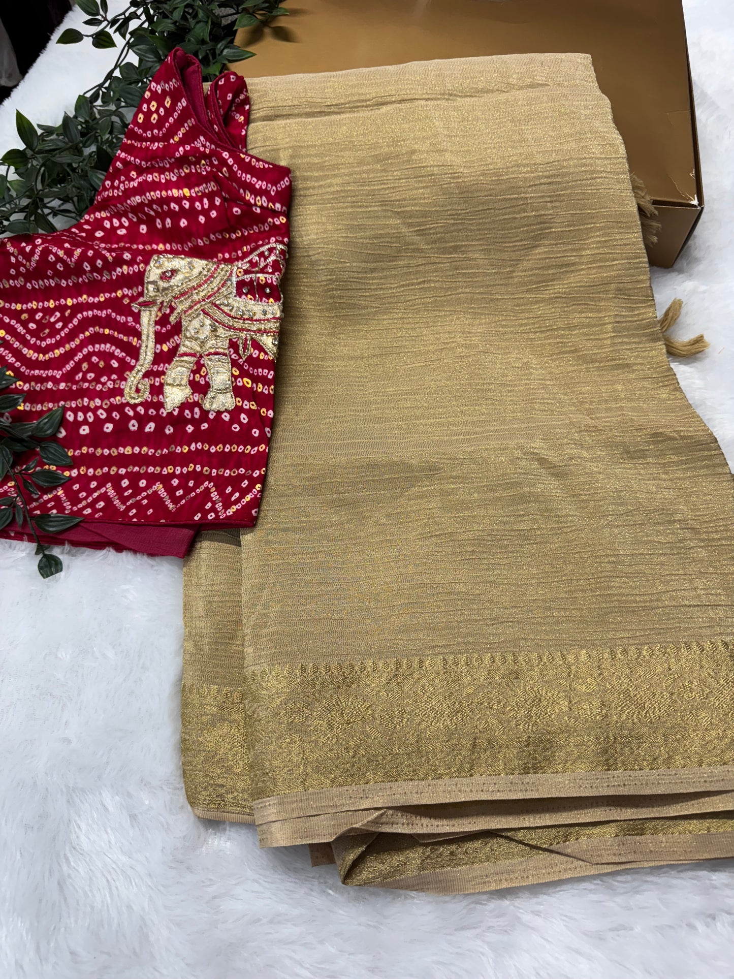 Georget crush tissue saree-SR1024B
