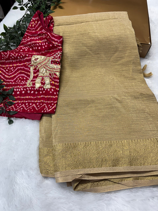 Georget crush tissue saree-SR1024B
