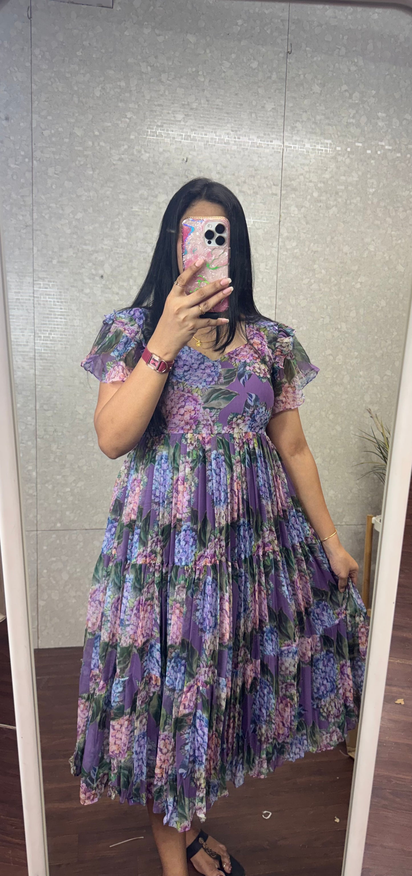 chiffon floral frock -SRF1056A