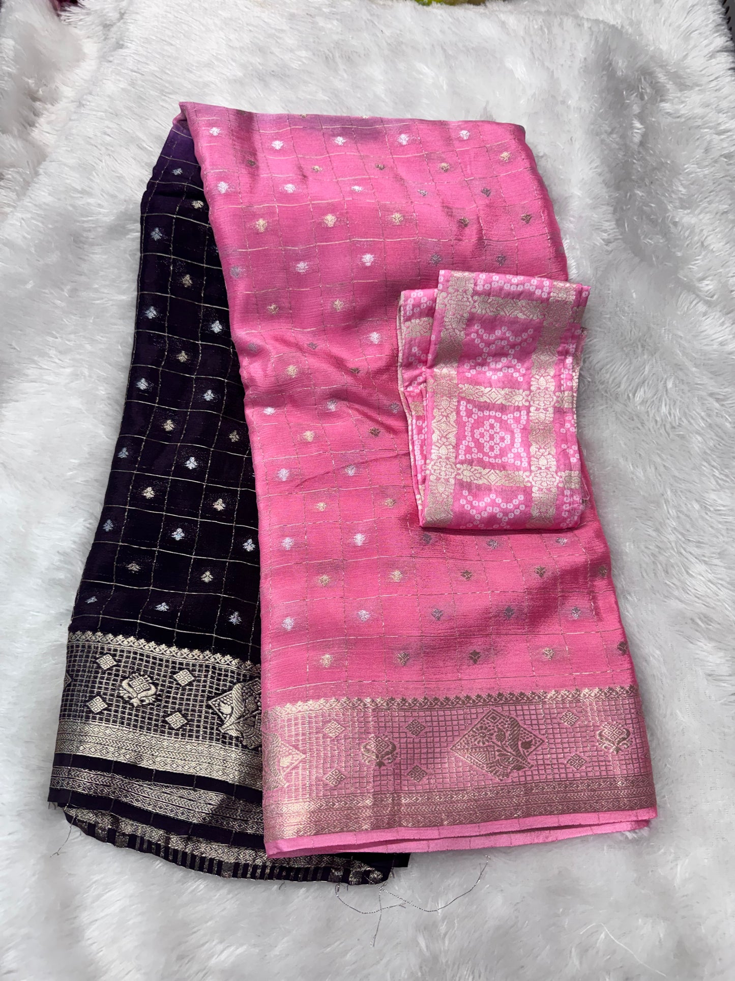 Pure chinnon zari checks saree-SR1263E