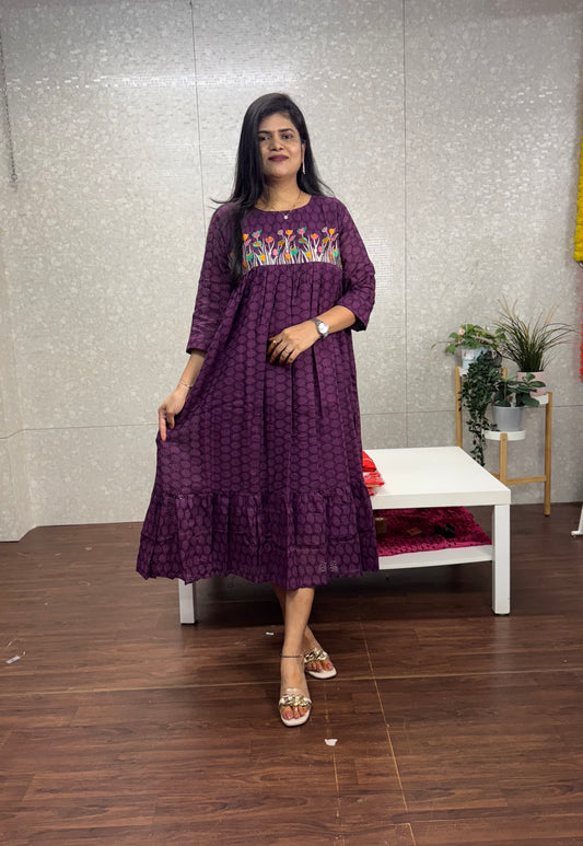 Hakoba Embroidery Frocks-SRF2005E