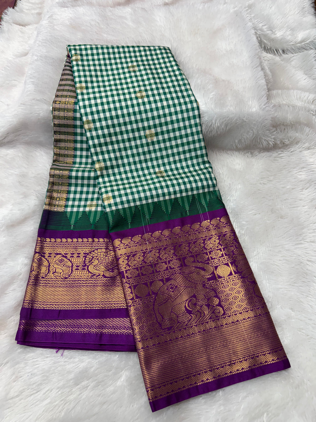 Soft Gadwal madras checks sarees-SR1329B