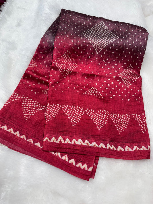 Crepe silk Bandhini Kalamkari fusion-SR1161A