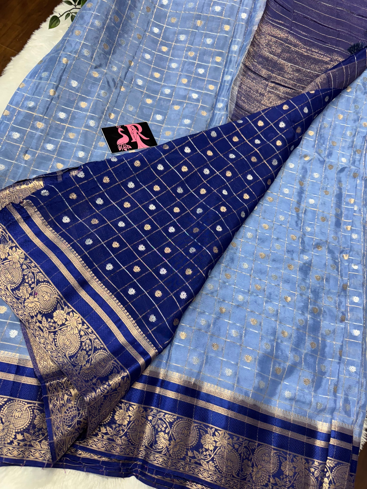 Pure Chinnon zari checks-SR1041I