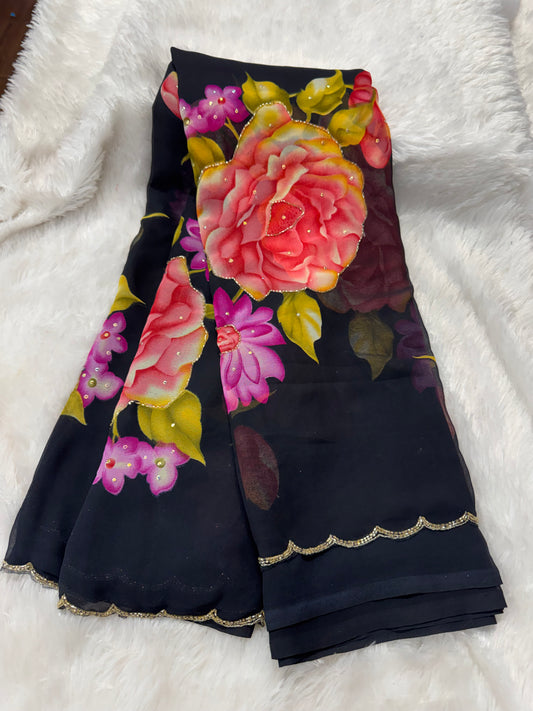 Georget floral cocktail saree-SR1219D