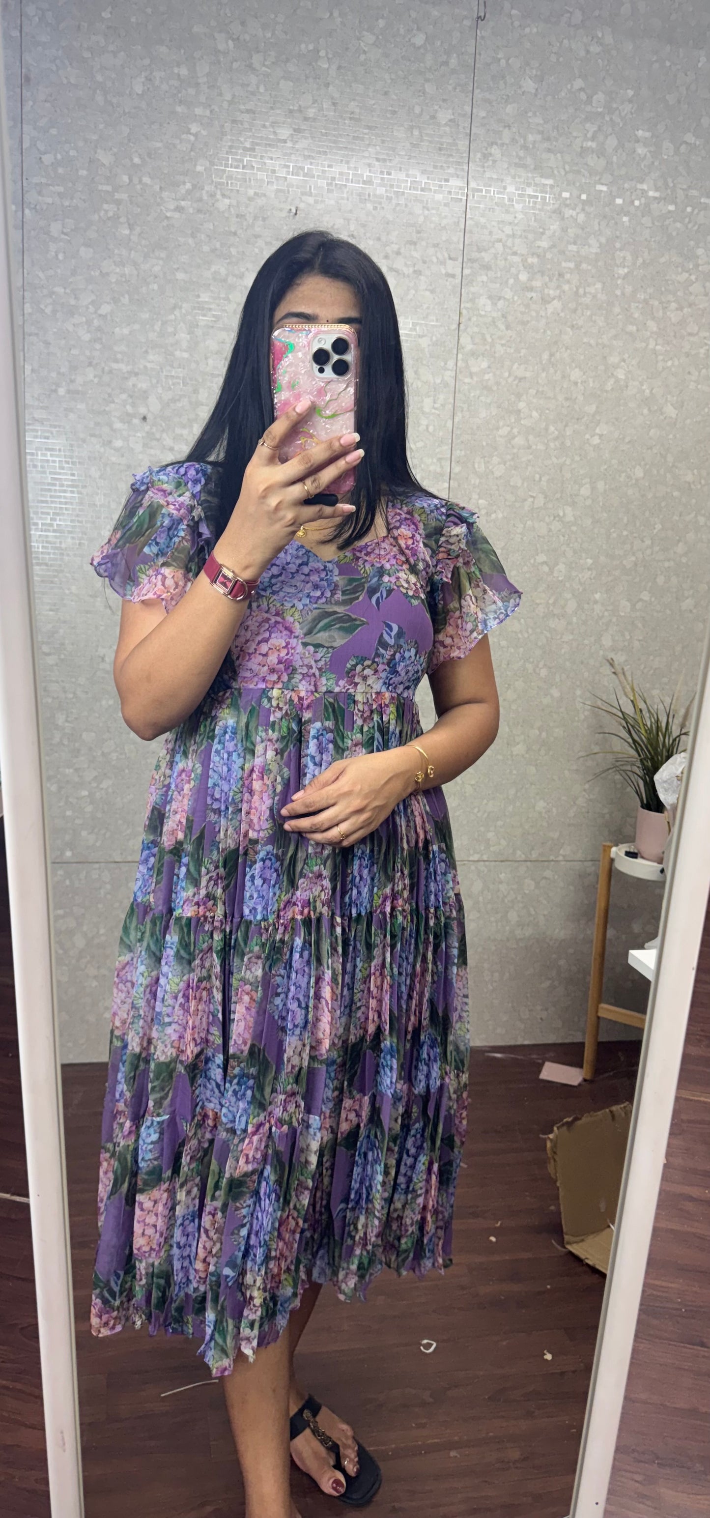 chiffon floral frock -SRF1056A