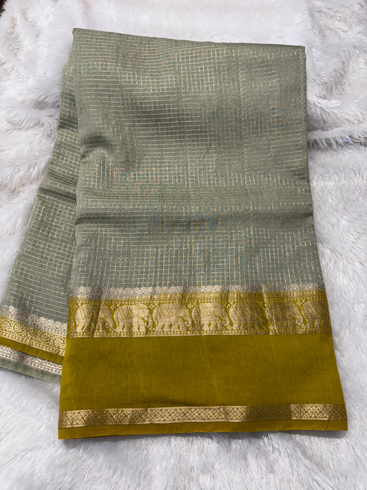 Vintage Georget checks saree-SR1242C