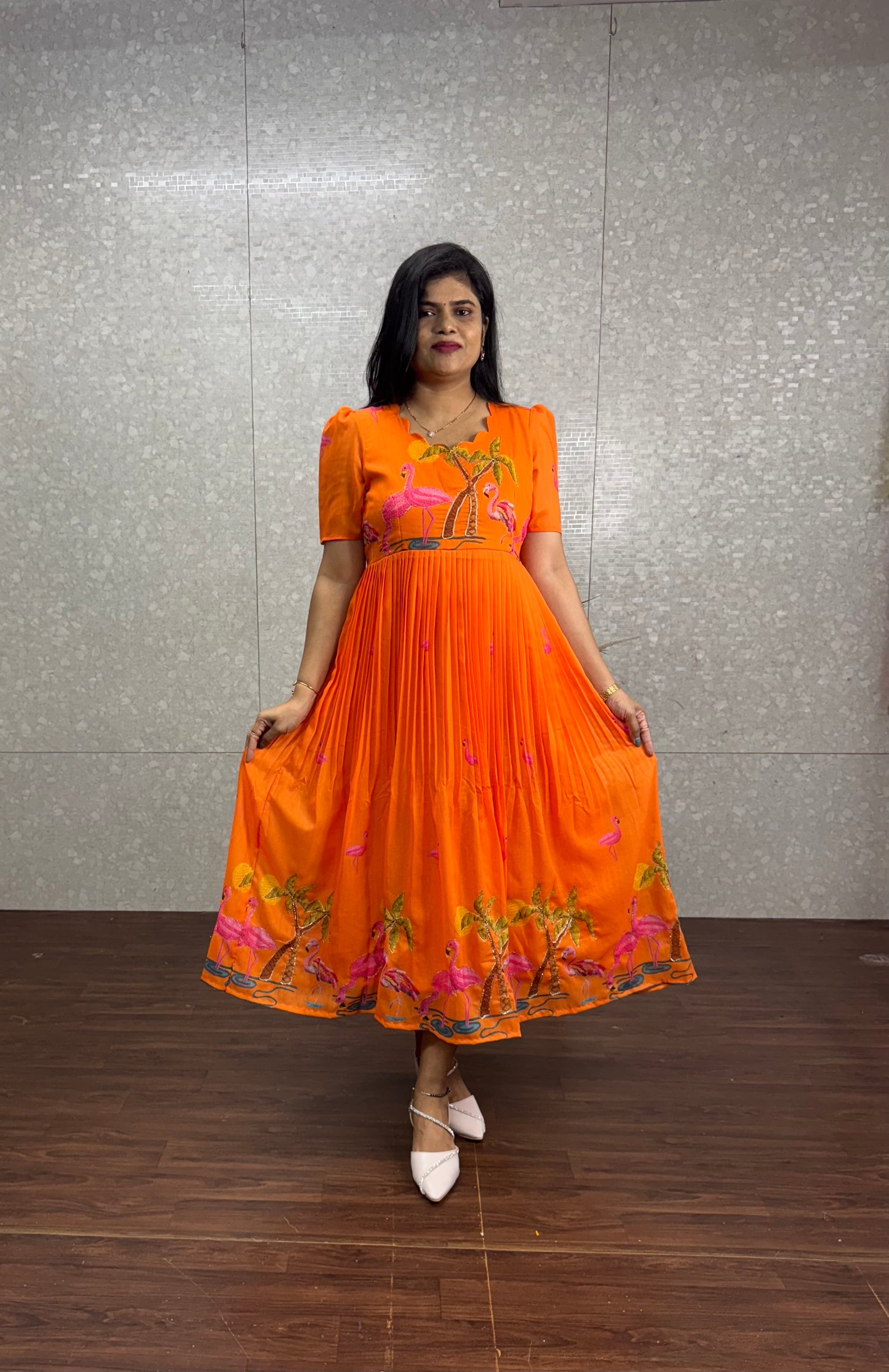 Mulchanderi frock-SRF1028B