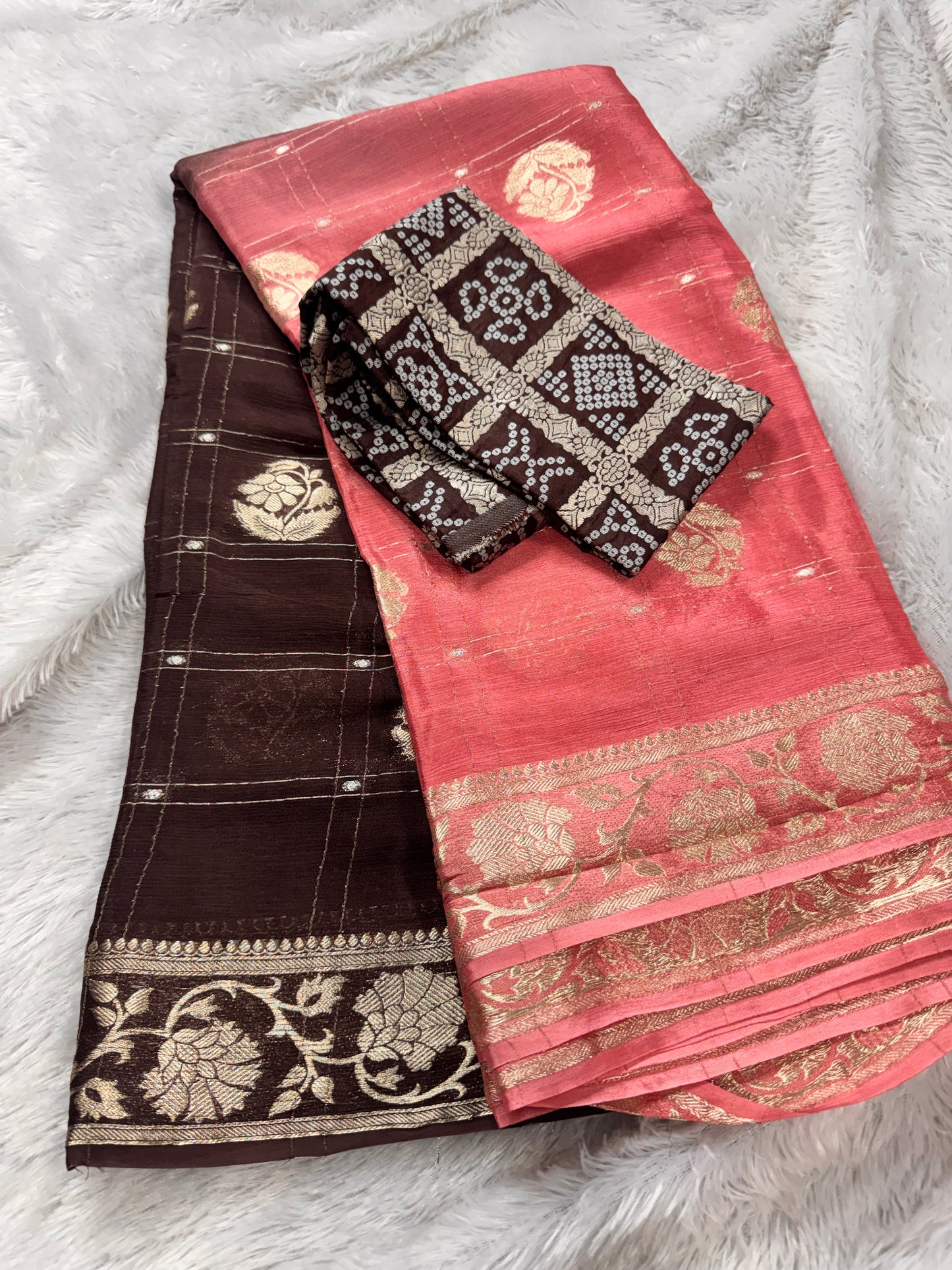 Pure chinnon checks saree-SR1263I