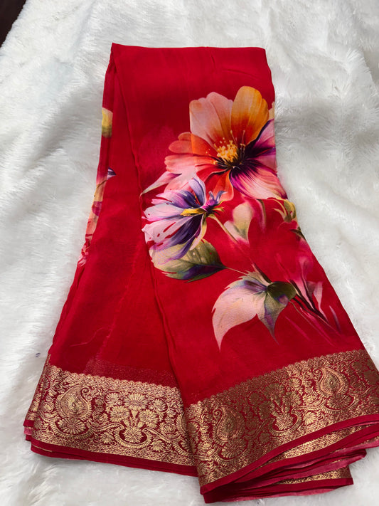 Pure chinnon Digital print saree-SR1251J