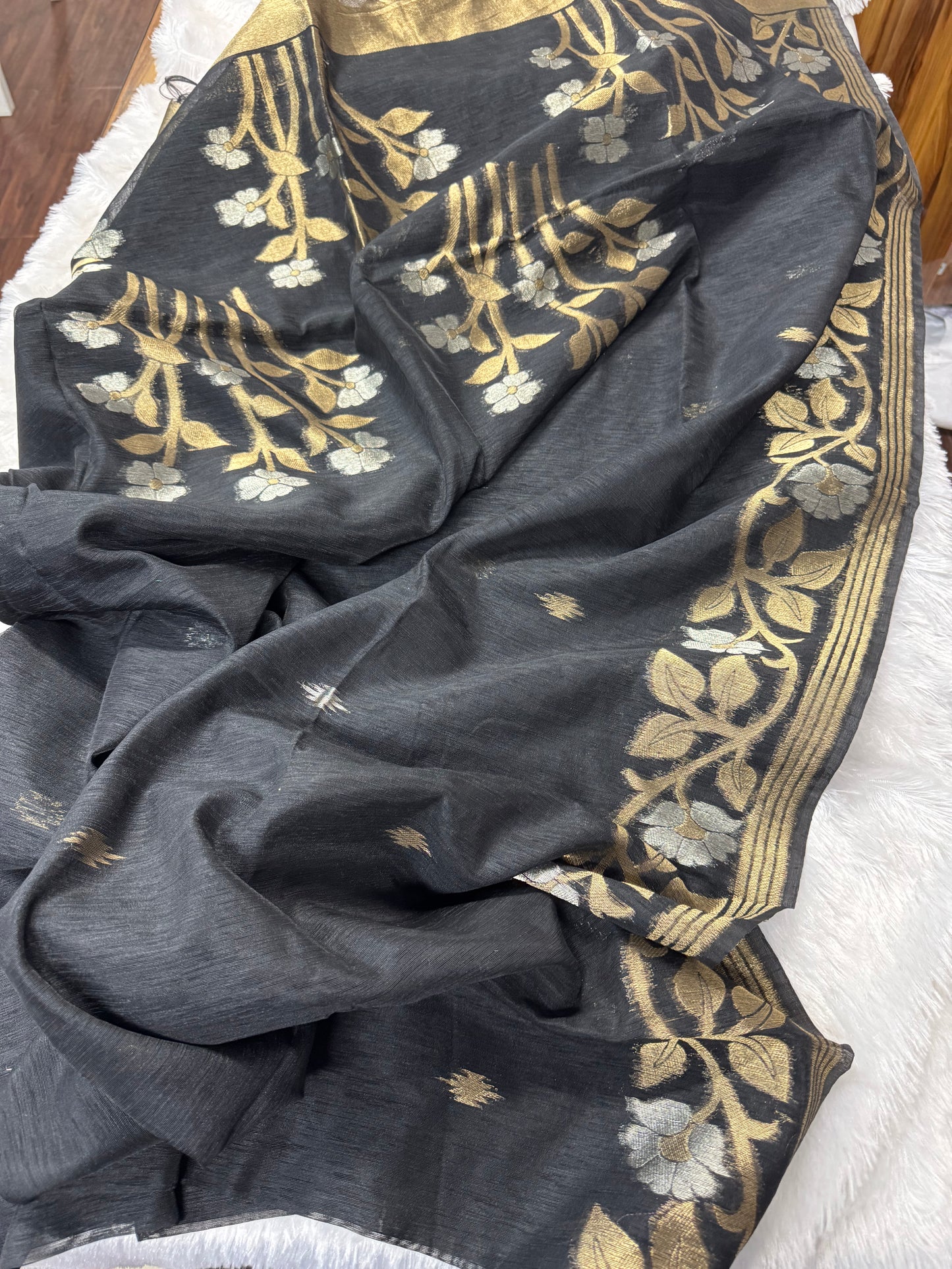 Linen silk Jamdhani saree-SR1223C