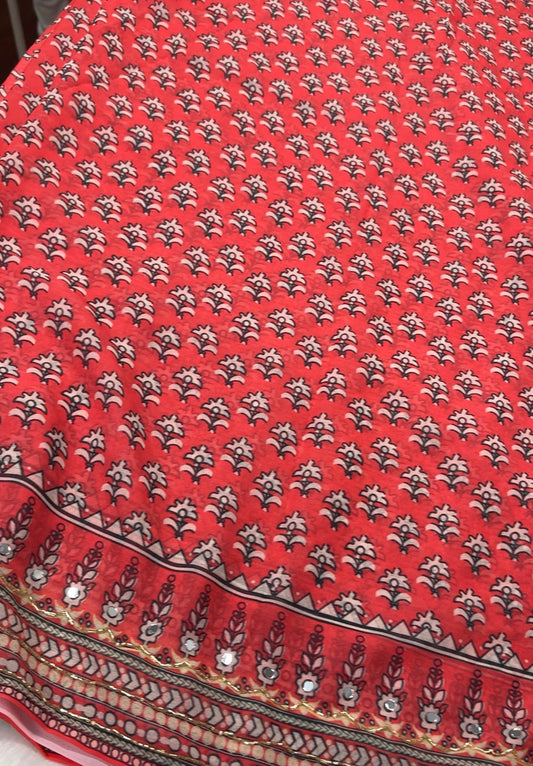 Georget mirror work saree-SR1214D