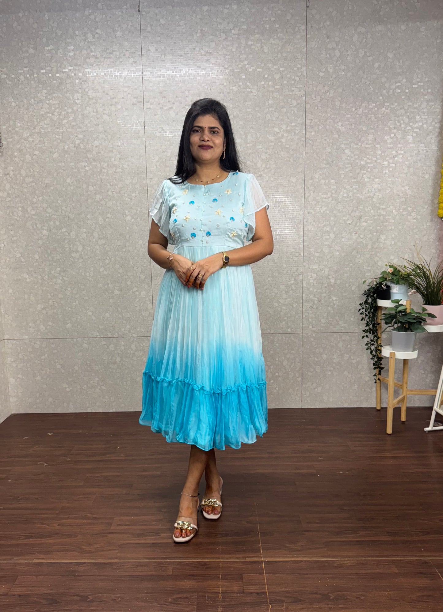 Chiffon ombré frocks-SRF1005C