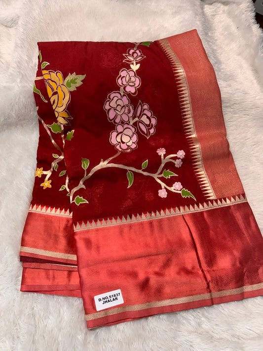 Mushru silk Jamdhani weaving saree-SR1274A