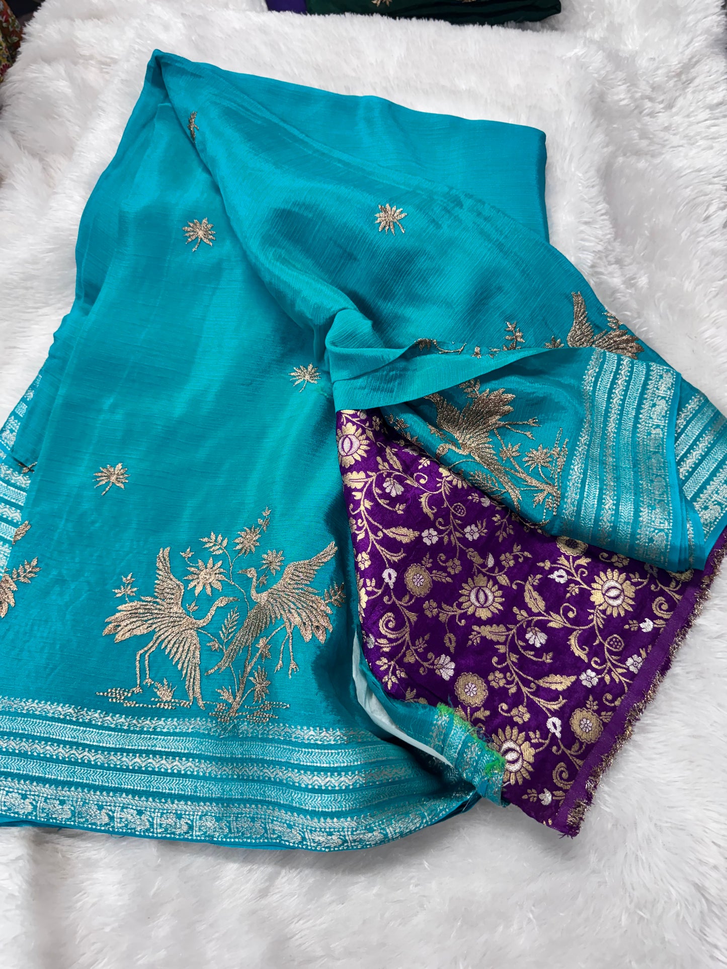 Pure Chinnon fancy saree-SR1268B