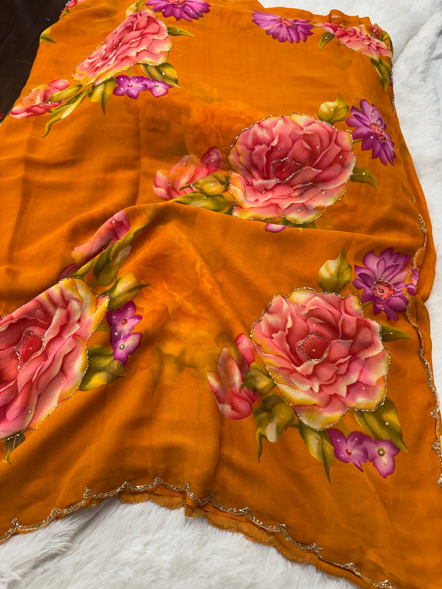Georget floral cocktail saree-SR1219B