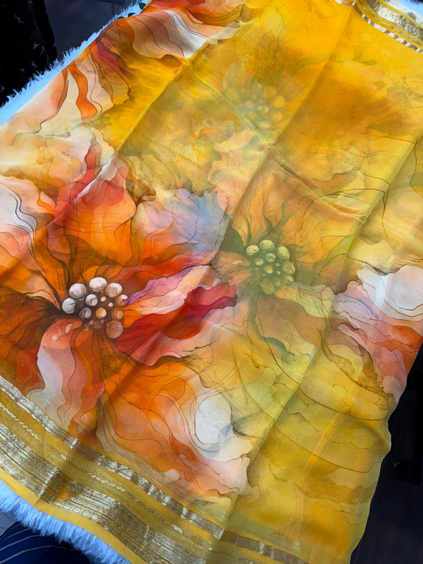 Pure Chinnon digital print saree-SR1150C