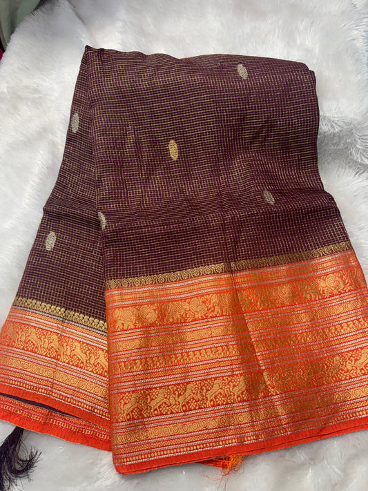 Vintage checks saree-SR1306L
