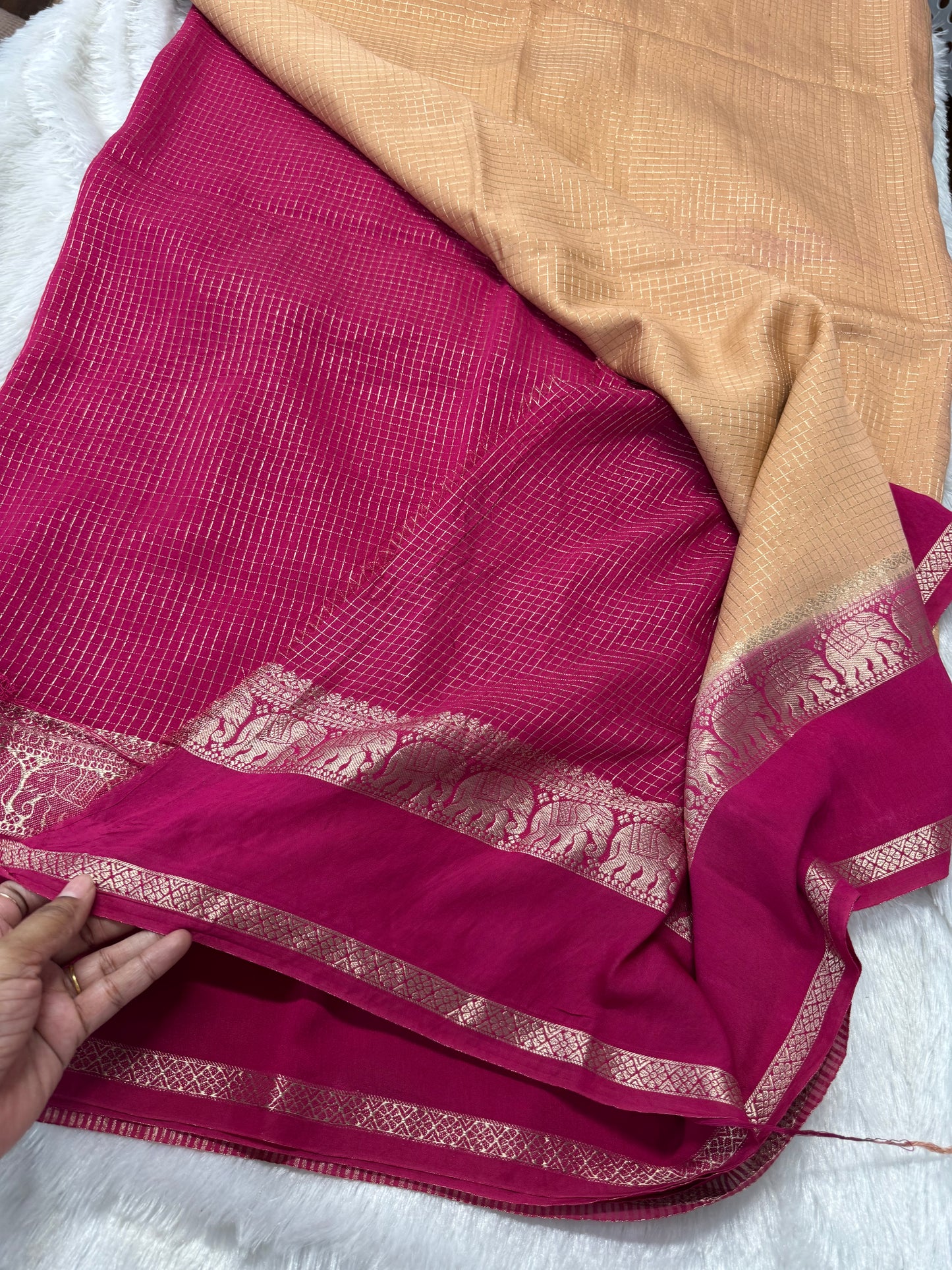 Vintage George checks saree-SR1242B