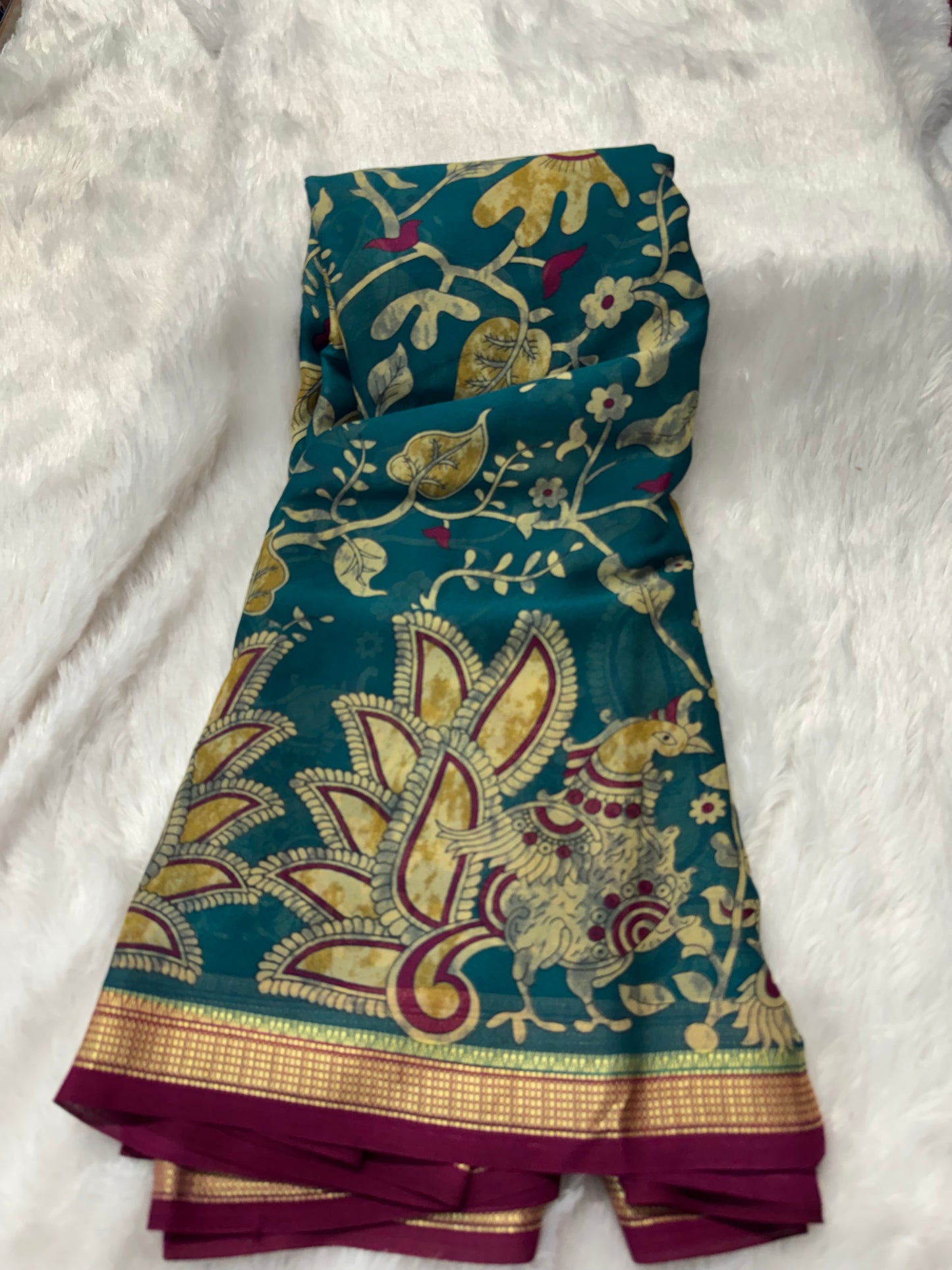 Mysore Georget Kalamkari saree-SR1208C