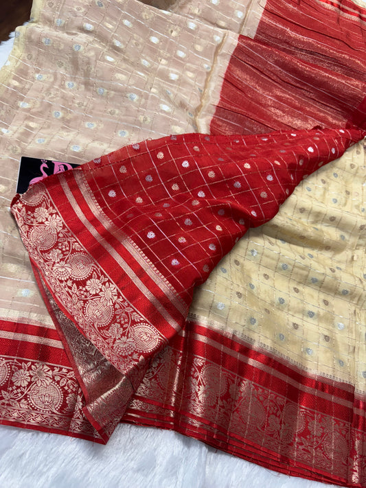 Pure Chinnon zari checks-SR1041B