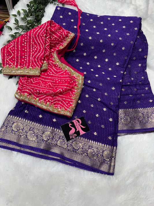 Pure Chinnon fancy saree-SR1110D