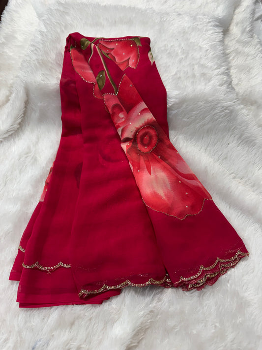 Georget floral cocktail saree-SR1219C