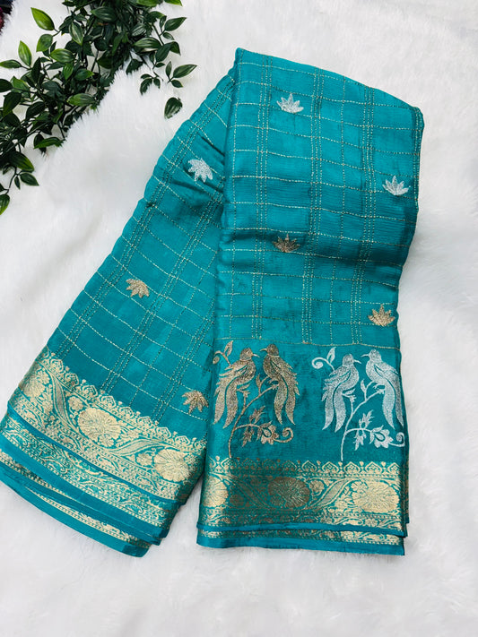 Pure Chinnon zari checks saree-SR1105F