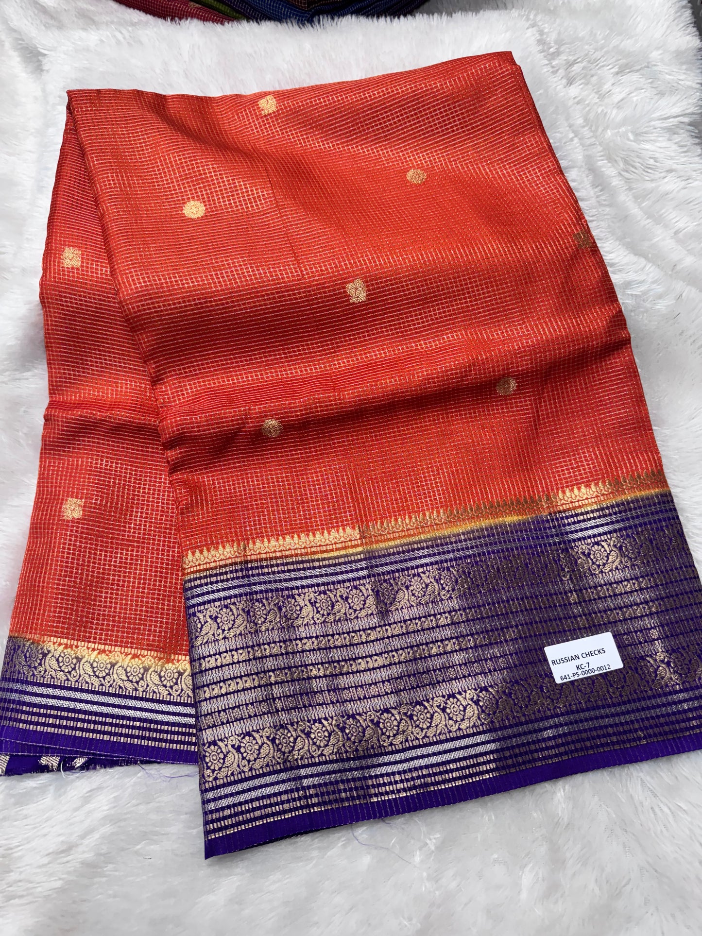 Russian Checks vintage saree-SR1265D