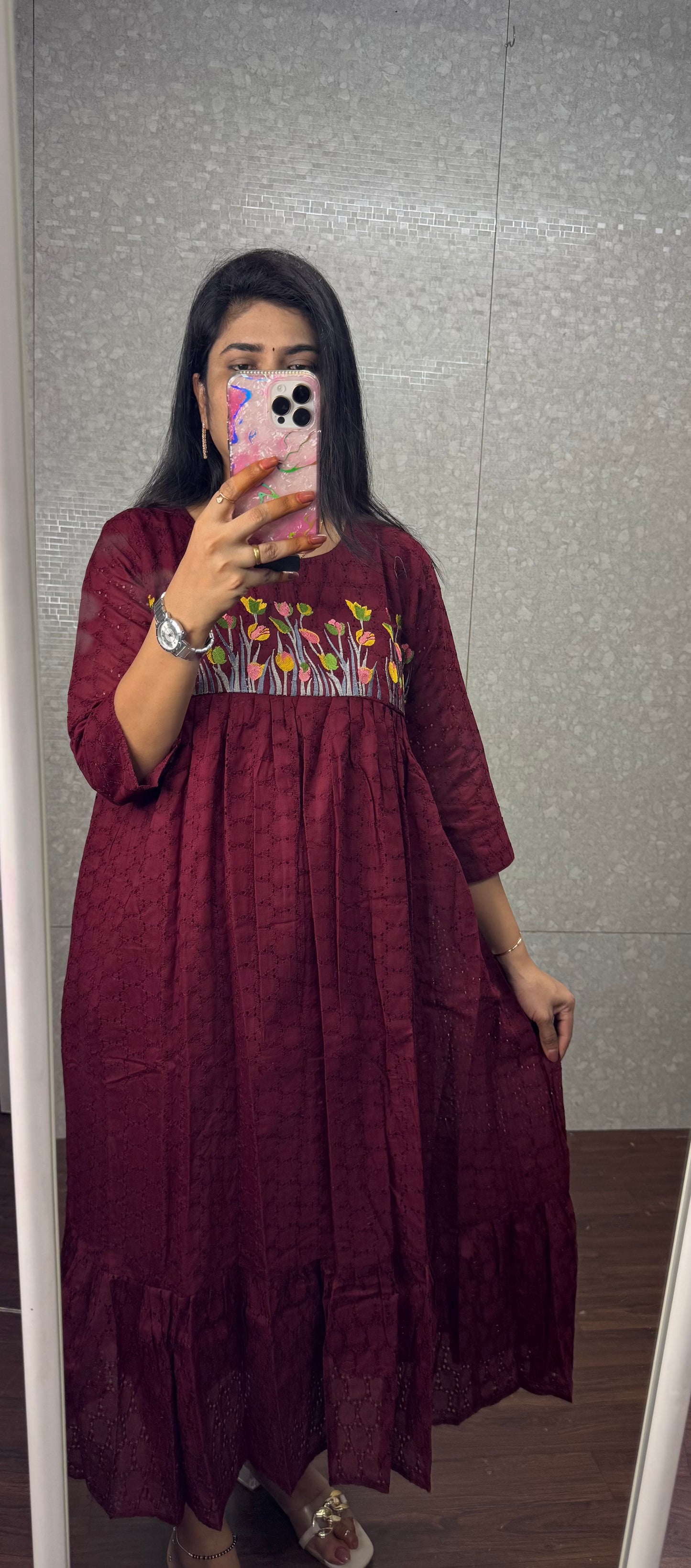 Hakoba Embroidery Frocks-SRF2005C