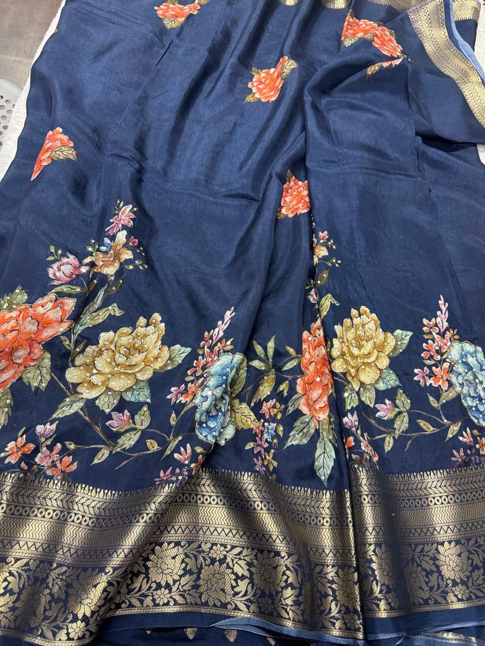 Crepe silk work saree-SRCS002