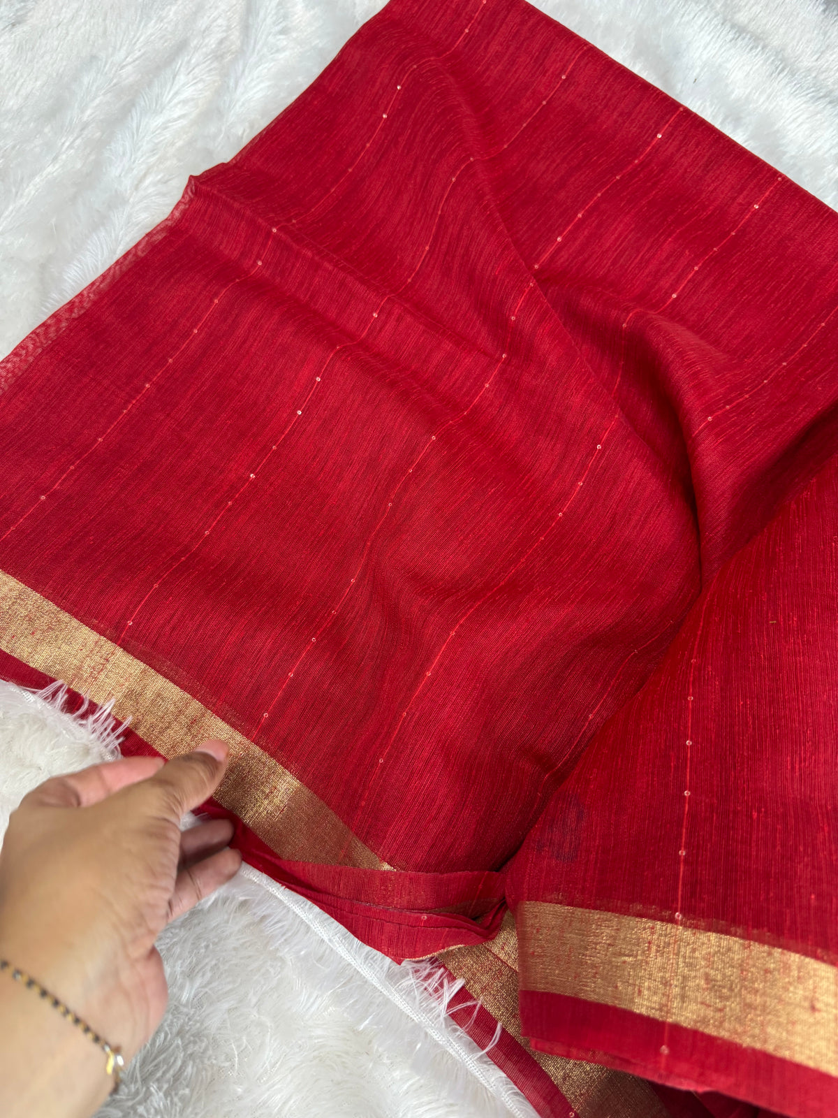 Khadi linen Jamdhani saree-SR1321